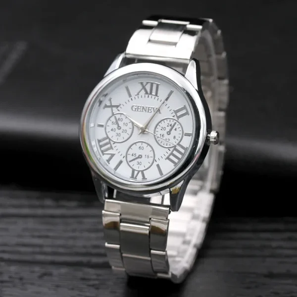 Classic New 2024 Geneva 3 Eyes Gold Casual Women Watch Men Stainless Steel Ladies Clock Quartz Wristwatches Ladies Watch - Image 16