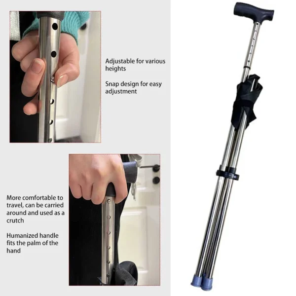 Adjustables Cane Easy To Carry Seat Portable Stool Folding Chair Non Slip Handle Super Light Walking Stick For Outdoor Walking - Image 3