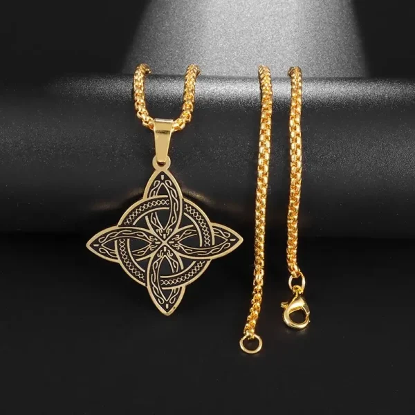 Stainless Steel Irish Witch Knot Celtic Knot Love Cross Key Pendant Necklace Couple Fashion Trend Lucky Amulet Jewelry Gift - Image 15