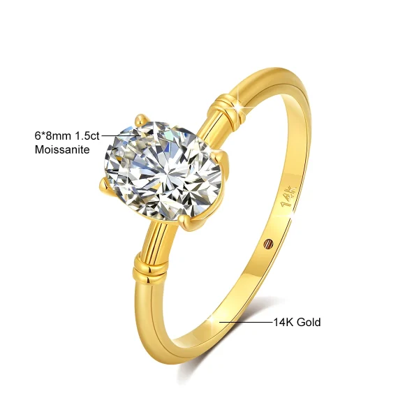 100% Real 14k Gold Oval Moissanite Ring Women Certified 585 K Gold Luxury Wedding Engagement Party Jewelry Valentine’s Day Gift - Image 8