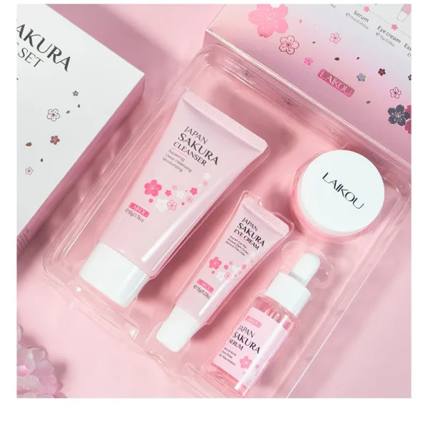 Facial Products Kit Sakura Skin Care Set Facial Cleanser Serum Moisturizing  Face Cream Eye Cream Korean Skincare Improve Rough - Image 21