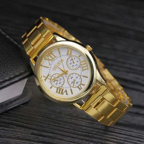 Classic New 2024 Geneva 3 Eyes Gold Casual Women Watch Men Stainless Steel Ladies Clock Quartz Wristwatches Ladies Watch - Image 13