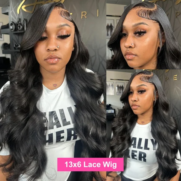 180% 13x4 360 Body Wave Lace Front Human Hair Wigs Brazilian Water Wave 13x6 HD Transparent Lace Frontal Wig For Women - Image 3