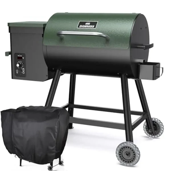 Wood Pellet Grill Smoker 8-in-1 Versatile BBQ Grill 456 Sq in Area Rain Cover Easy Clean Durable Stainless Steel Portable - Image 16