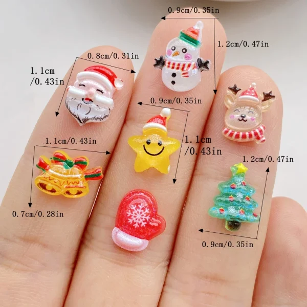 50Pcs Cute Mini Cartoon Shining Christmas Seris Nail Art Resin Designer Charms DIY Craft For Nail 3D Decorations Jewelry - Image 2