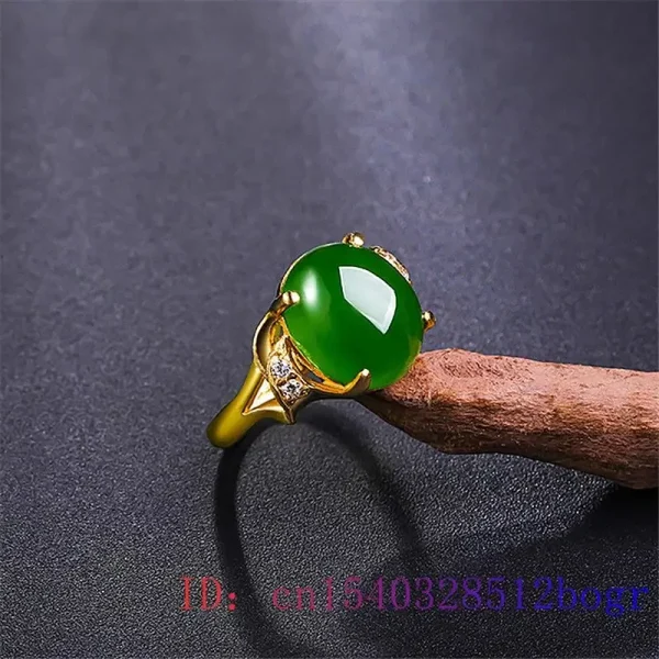 Green Jade Ring Charm 925 Silver Natural Fashion Zircon Gemstone Crystal Jewelry Chalcedony Amulet Men Gifts Women - Image 3