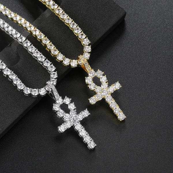 Hip Hop Iced Out Tennis Cross Pendant Necklace for Men Steampunk Gold Plated CZ Chain on Neck Luxury Design Jewelry S-OHP003 - Image 17