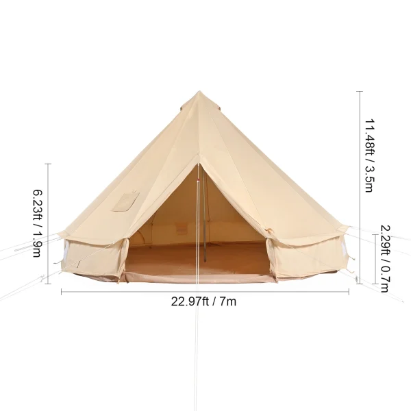 VEVOR Canvas Bell Tent 4 Seasons Canvas Tent for Camping with Stove Jack Breathable Tent Family Camping Outdoor Hunting Party - Image 11