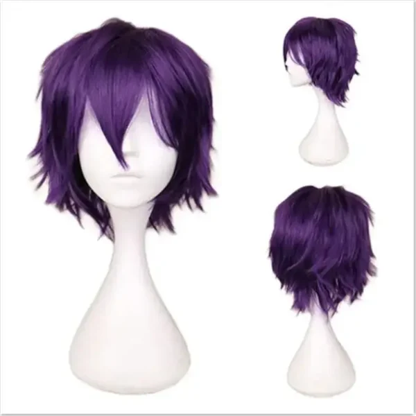 Male Wig Black White Purple blonde Red Short Hair Cosplay Anime Costume Halloween Wigs Synthetic Hair With Bangs For Men - Image 9