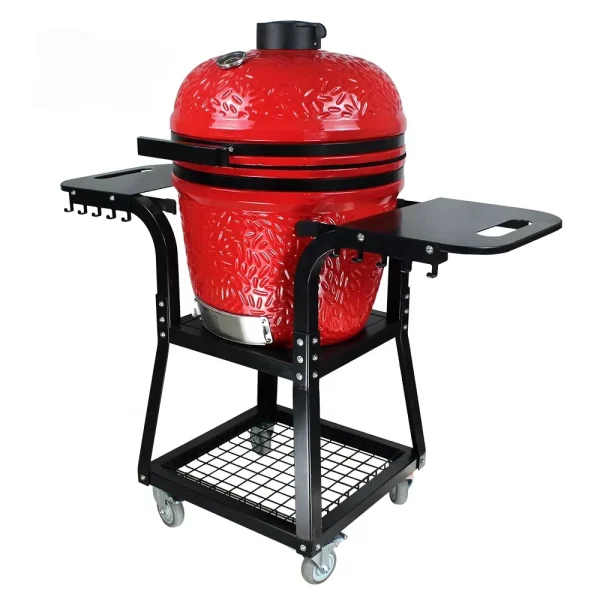 Kamado 22 Inch Charcoal Barbecue Grill Smoker Bbq Grills Outdoor Color Red - Image 4