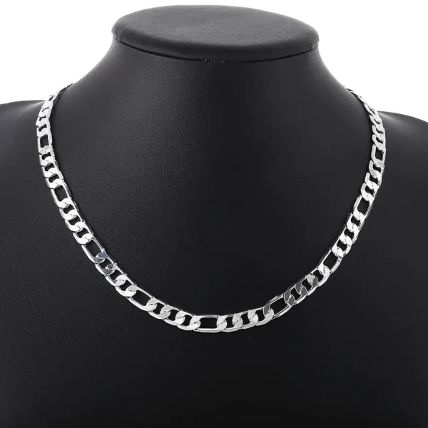 Hot Classic 8MM sideways chain 18K gold Popular brands 925 silver Necklace for Men woman fashion Jewelrys Gifts party - Image 5