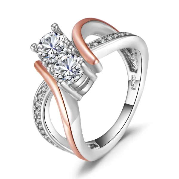 New creative European and American women's rose gold-plated color separation ring cross-border hot jewelry - Image 2