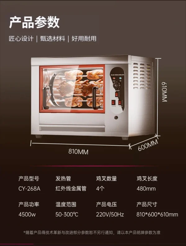 Rock Chicken Roaster Orleans Rotating Automatic Oven Commercial Charcoal Roasted Duck Furnace Gas Electric Chicken Rack Oven - Image 36