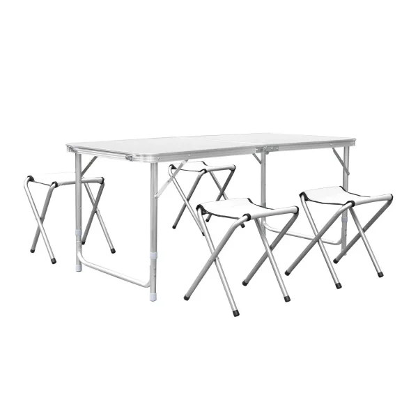 Folding Table 5Pcs Set Aluminum Camping Table 120cm Foldable with 4 Stool Outdoor Furniture Picnic Table and Chair Portable - Image 28