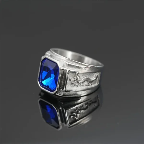 Fashion Zodiac Dragon Ring For Men Jewelry Trendy S925 Ring Male Crystal Suqare Finger Accessories Gift For Boyfriend - Image 4