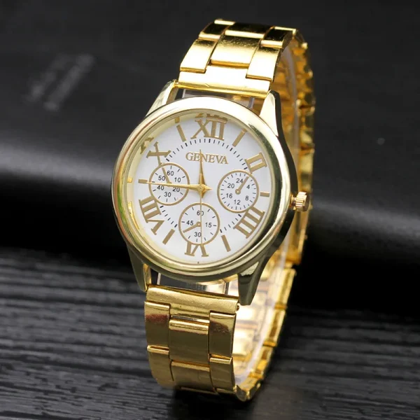 Classic New 2024 Geneva 3 Eyes Gold Casual Women Watch Men Stainless Steel Ladies Clock Quartz Wristwatches Ladies Watch - Image 9