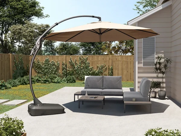 11FT Cantilever Umbrella with Base Outdoor Large Round Aluminum Offset Umbrella for Patio Garden Backyard - Image 17