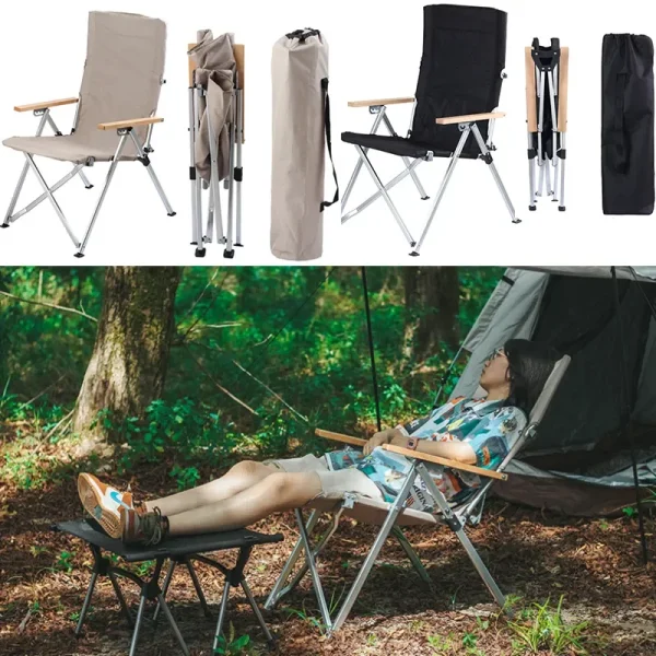 High-back Folding Chair Outdoor Portable Storage Multi-gear Adjustable Lunch Break Chair Camping Beach Lounge Chair - Image 13