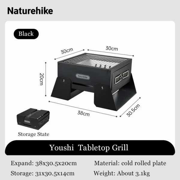 Naturehike Outdoor Camping Tabletop Grill Portable Folding Bbq Stove Travel Picnic Charcoal BBQ Stove Travel Cook Box Grill - Image 7