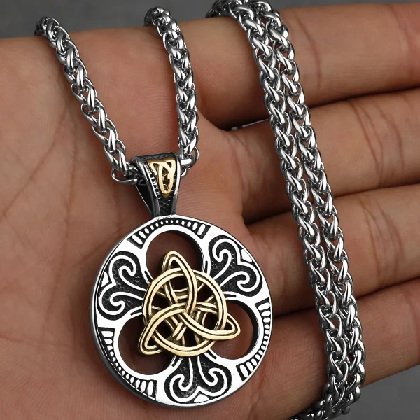 Stainless Steel Vintage Viking Mixed Gold Color Odin Rune Necklace Men Celtic Knot Amulet Pendant Nordic Jewelry as Men’s Gifts - Image 2