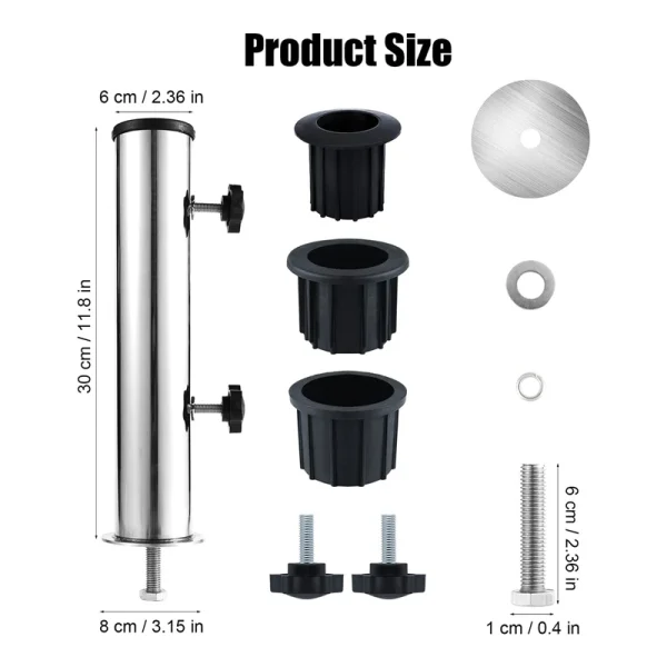 Umbrella Pole Mount Stand Tube Set Outdoor Parasol Base Holder Insert Pipe Sleeve, For Outside Garden Backyard Balcony - Image 6