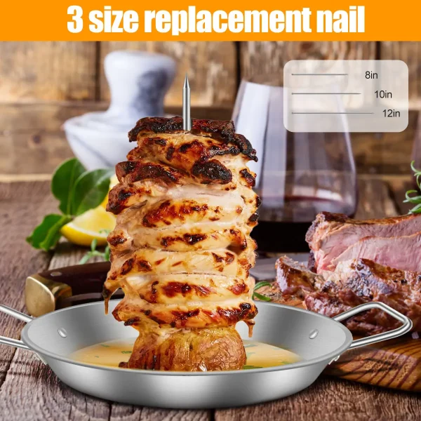 Vertical Skewer Chicken Roaster Rack with Bowl Metal Chicken Roaster Holder Replacement Spikes with Handle Smoker Accessories - Image 10