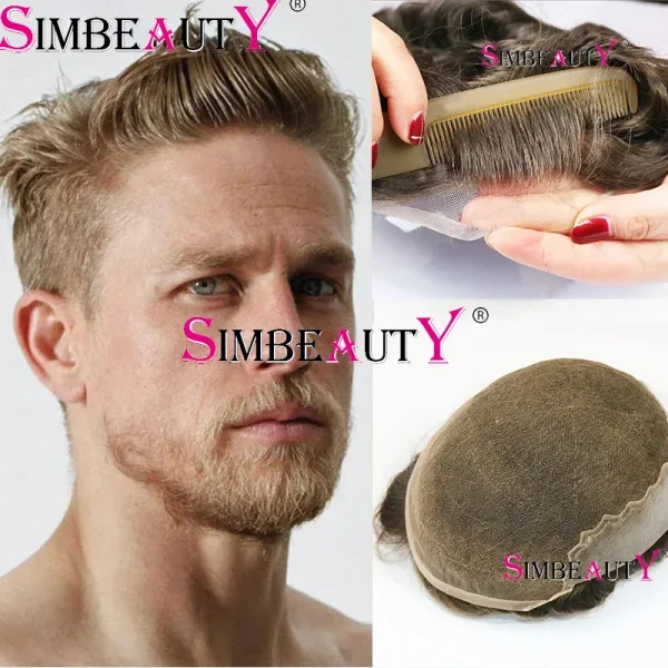 Natural Hairline Q6 Swiss Lace Front & PU Bleach Knot Prosthesis Breathable Hairpiece Grey 1B40 1B65 Human Hair Toupee For Men - Image 2