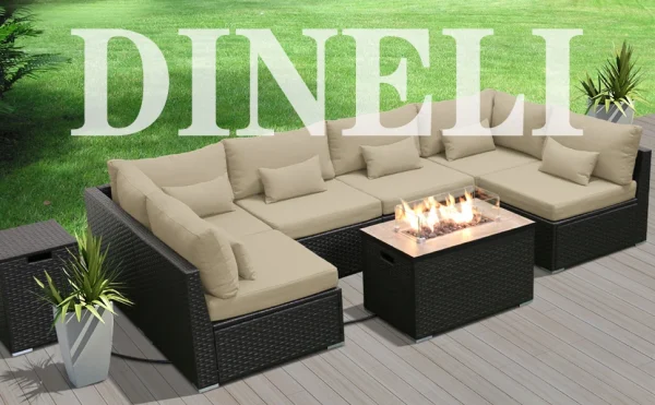 Patio Furniture Sectional Sofa with Gas Fire Pit Table Outdoor Patio Furniture Sets Propane Fire Pit (red-Rectangular Tab - Image 17