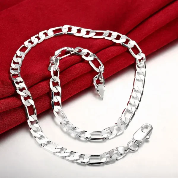 Hot Classic 8MM sideways chain 18K gold Popular brands 925 silver Necklace for Men woman fashion Jewelrys Gifts party - Image 4