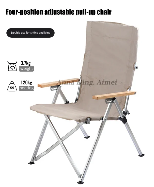 4 Position Adjustable Backrest Outdoor Relax Reclining Aluminum Portable Folding Beach Camping Chair - Image 10