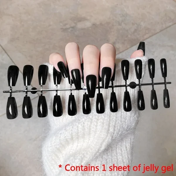 Hot Sexy Girl Simple Glossy Pure White Red Lip Long Coffin Fake Nail Tips Full Finished False Nail Press on Glue Manicure Woman - Image 8