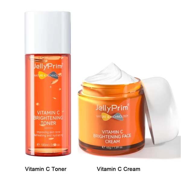 Jellyprim Vitamin C Serum Set for Face Eye Cream Eye Bag Dark Circle Vitamin Face Cream Whitening Toner Skin care Kit Anit-Aging - Image 7