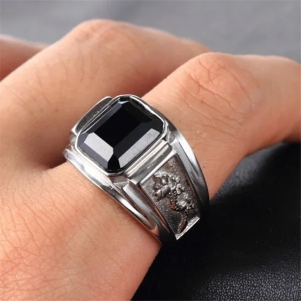 Fashion Zodiac Dragon Ring For Men Jewelry Trendy S925 Ring Male Crystal Suqare Finger Accessories Gift For Boyfriend - Image 6