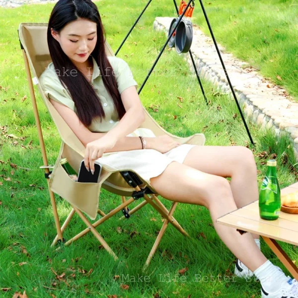 Portable Chairs Folding Camping Chair Beach Chair with Side Pocket Design Suitable for People Easy to Open Leisure Fishing Chair - Image 3