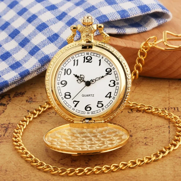 Luxury Gold Model Military Series U.S Navy USS Constitution Sail Frigate Quartz Pocket Watch FOB Necklace Chain Watch for Men - Image 3