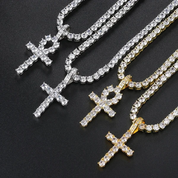 Hip Hop Iced Out Tennis Cross Pendant Necklace for Men Steampunk Gold Plated CZ Chain on Neck Luxury Design Jewelry S-OHP003 - Image 14