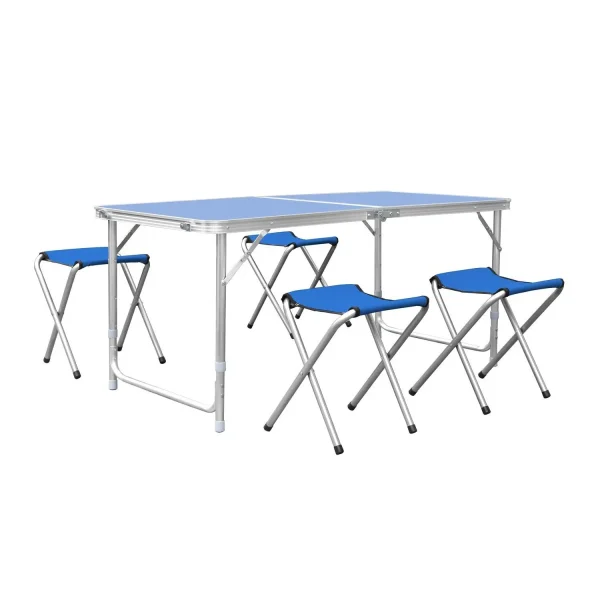 Folding Table 5Pcs Set Aluminum Camping Table 120cm Foldable with 4 Stool Outdoor Furniture Picnic Table and Chair Portable - Image 21