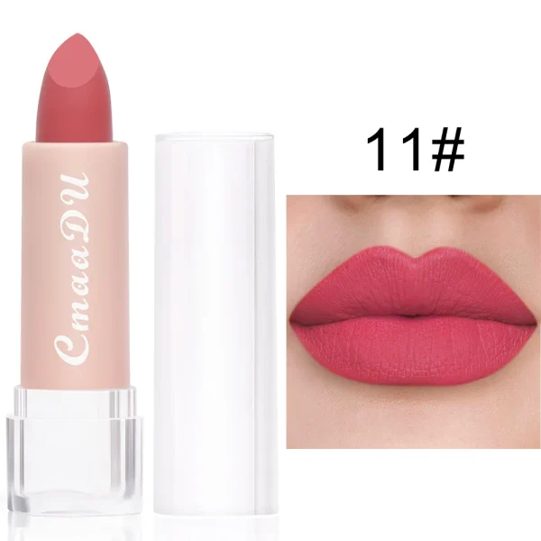 1PC Matte Nude Lipstick Waterproof Long Lasting Non-stick Cup Sexy Red Pink Velvet Lipsticks Women Makeup Cosmetic 15 Colors - Image 36