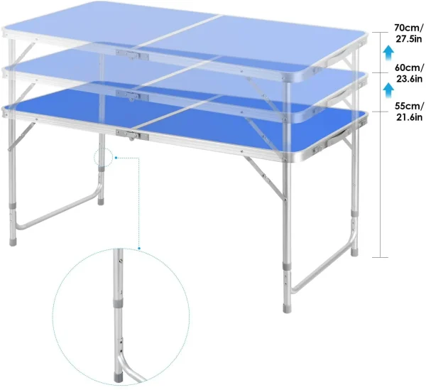 Folding Table 5Pcs Set Aluminum Camping Table 120cm Foldable with 4 Stool Outdoor Furniture Picnic Table and Chair Portable - Image 14