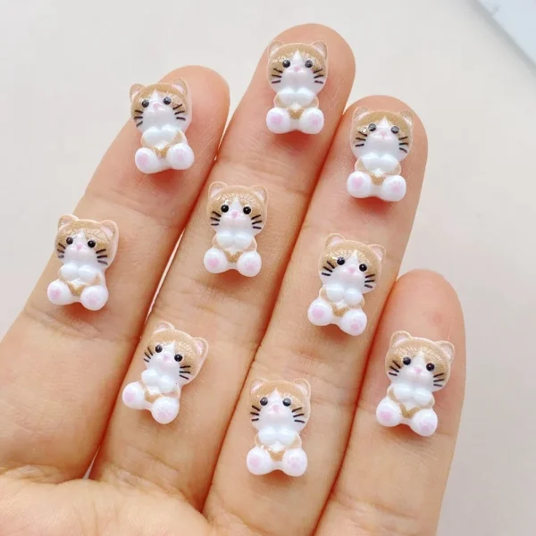 50pcs Resin Mini cartoon colorful cat, cat head cracker fish Flatback Rhinestone Nail Art DIY Party Scrapbook Accessories Crafts - Image 12