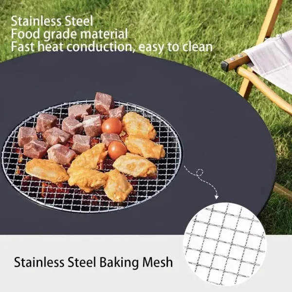 Folding Round Table Camping BBQ Grill stand Protable Barbecue Brazier Grill Outdoor Picnic Foldable  Fire Stove Charcoal grill - Image 4