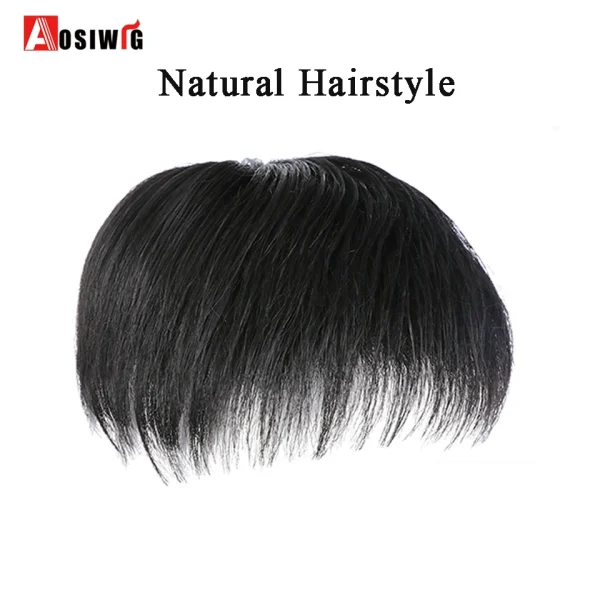 AOSI Synthetic Natural Fake Hairpiece for Men Natural Invisible Topper Closure Hairpiece Suitable For Cover White Hair Loss Hair - Image 36