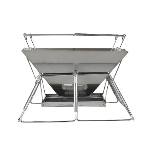 Folding Grill Fire Pit Outdoor Table Camping Stove Stainless Steel Foldable Barbecue With A Charcoal Rack Grill - Image 5