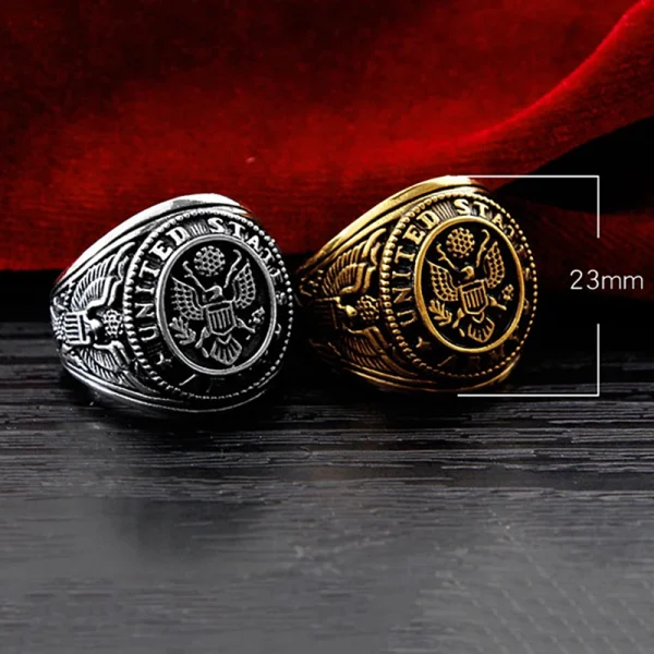 Vintage U.S. Army Eagle Ring Men Silver Color Gold Stainless Steel U.S. Army Ring Marine Corps Ring Men Fashion Jewelry Gift - Image 5