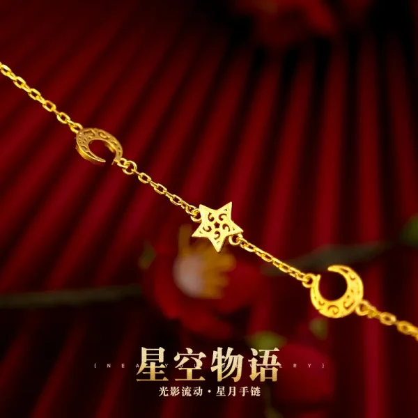 Japan and South Korea Women's Fashion Xingyue Bracelet Korean Style Fresh Simulated Real 14K Gold Color Gold Plated Starry Sky S