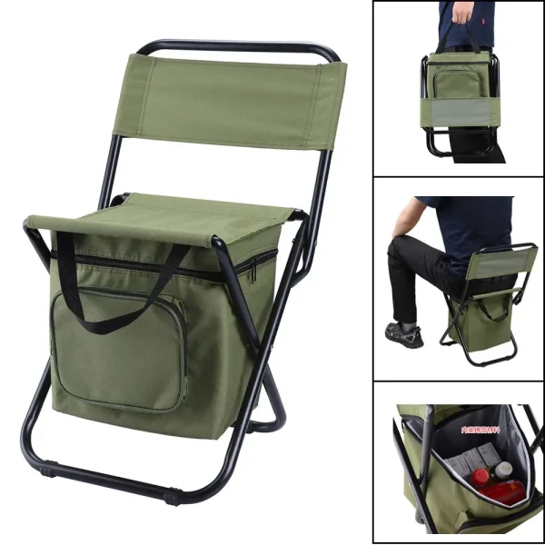 Outdoor Folding Chair 200kg Large Weight Bearing Leisure Camp Ice Pack Chair with Storage Bag Backrest Insulation Fishing Chair - Image 5