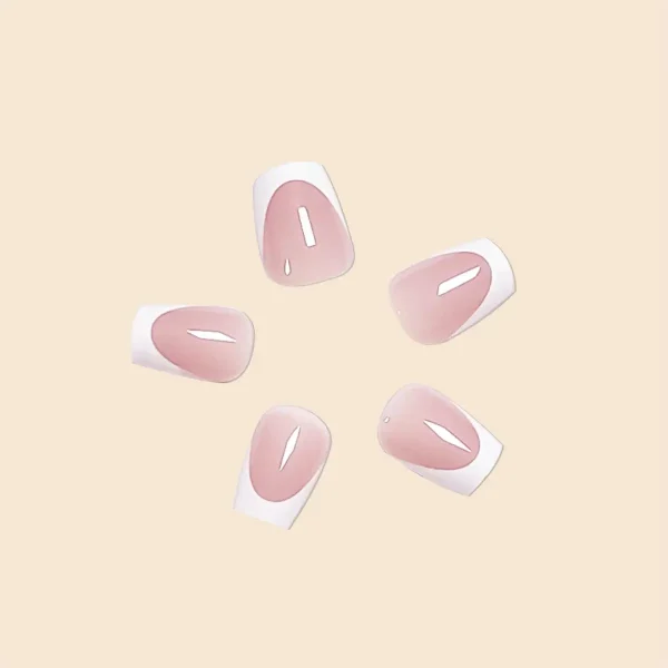 Fashion Trend Women Girls 24Pcs/Set Short Ballet Pink French White Border Full Coverage Wearable Fake Nail Press on Nail Art - Image 3