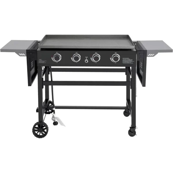 Black Camping Stove 35-Inch Outdoor Propane BBQ Grill GB4001B 4-Burner Flat Top Gas Griddle Camp Supplies 000 BTU Cooking Power - Image 2