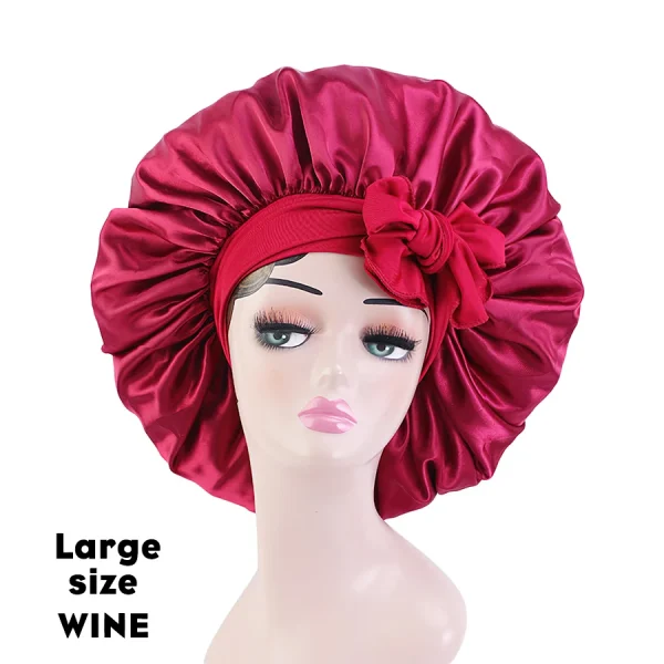 Satin Bonnets Silk Satin Bonnet Cap Night Sleep Hat Hair Bonnets For Women Large Satin Bonnet Silk Hair Wrap Stretchy Tie Band - Image 20