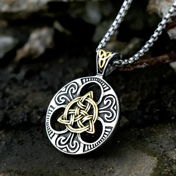 Stainless Steel Irish Witch Knot Celtic Knot Love Cross Key Pendant Necklace Couple Fashion Trend Lucky Amulet Jewelry Gift - Image 12